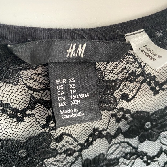 H&M | Black Lace Body-con Long Sleeve Dress - Picture 11 of 12